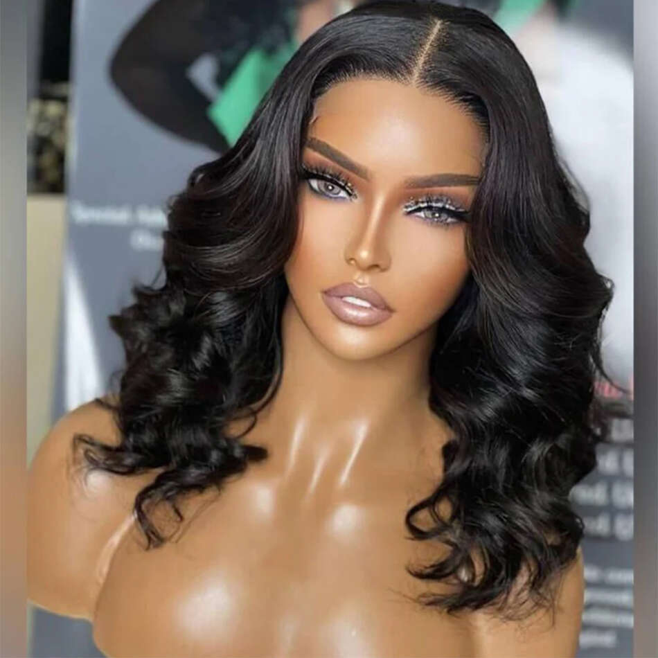 Glueless Wear And Go Wig Body Wave Short Bob Human Hair HD Transparent Lace Frontal Wigs Isee Natural Color 180% Density