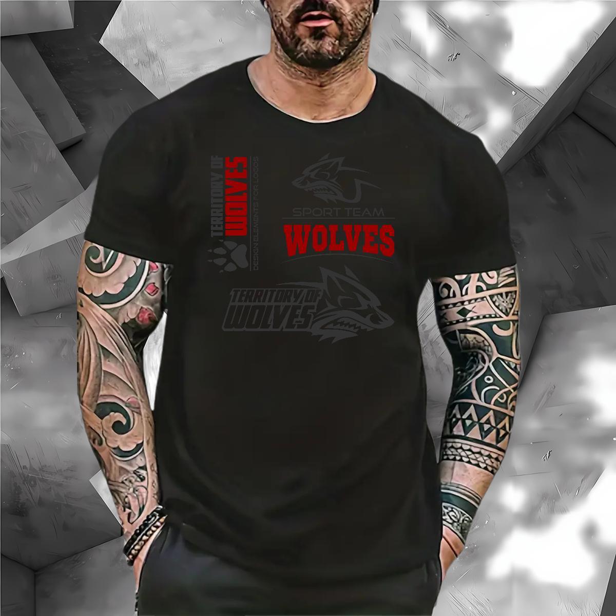 Popular T Shirts Men wolf Breathable Short Sleeve Daily Wear Custom Big Size 230g Pure Cotton Couples T Shirts Fashion Tshirts