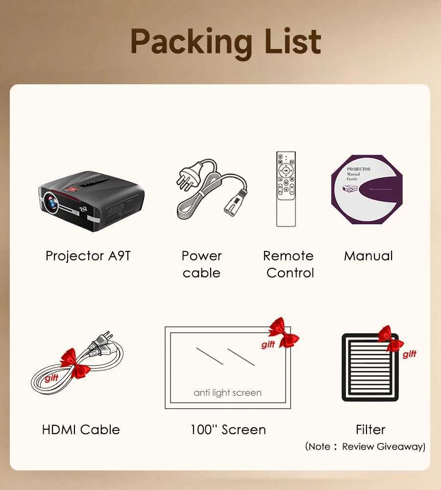 LED 4K Projectors Full HD Auto Focus WiFi Bluetooth Digital Projector with Projection Screen 1480 ANSI Lumen Home Theater Device CL240820