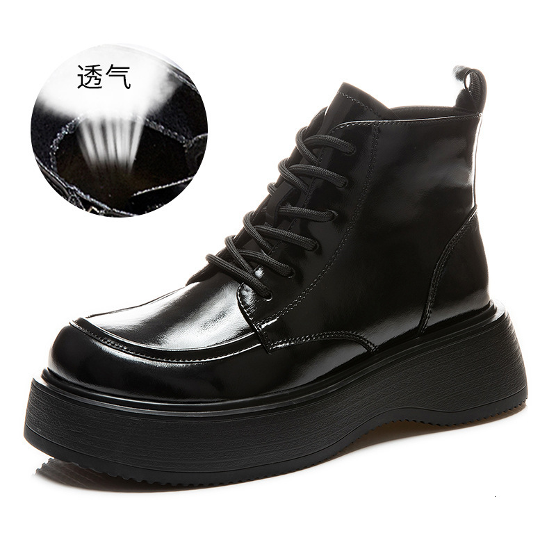 Ddmysports Foam Genuine Leather Martin Women In Autumn New Thick Soled High Rise Short Boots For Casual And Versatile S Trend OUTDOOR