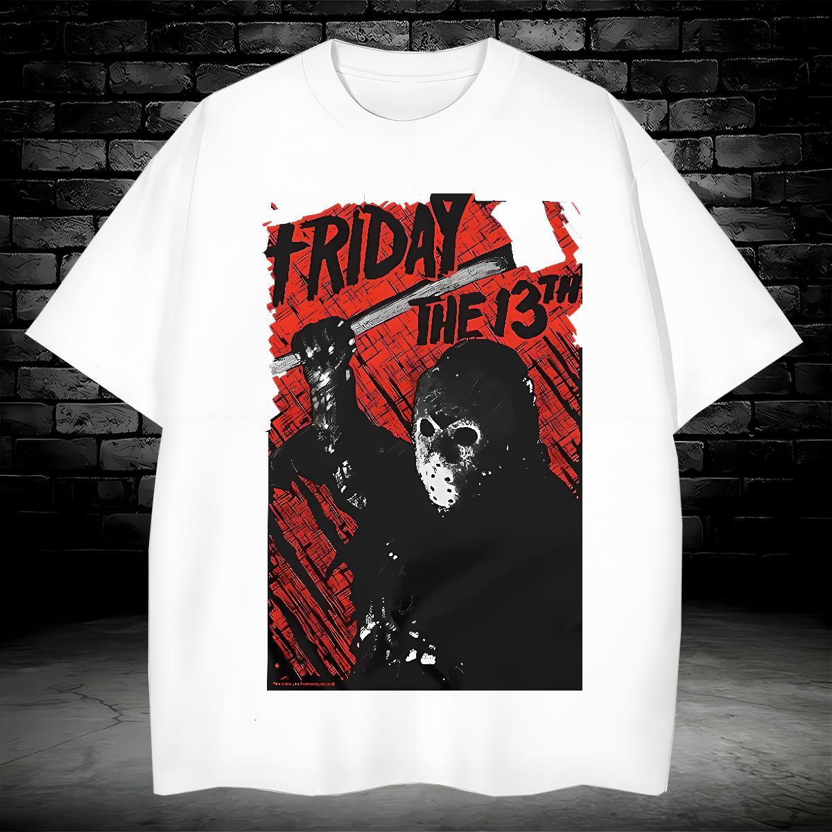 Mens T Shirts 230g Cotton scary Street wear Hip Hop Breathable Short Sleeve Custom Print Plus Size Tshirts 2024 New Cool Tee Shirt