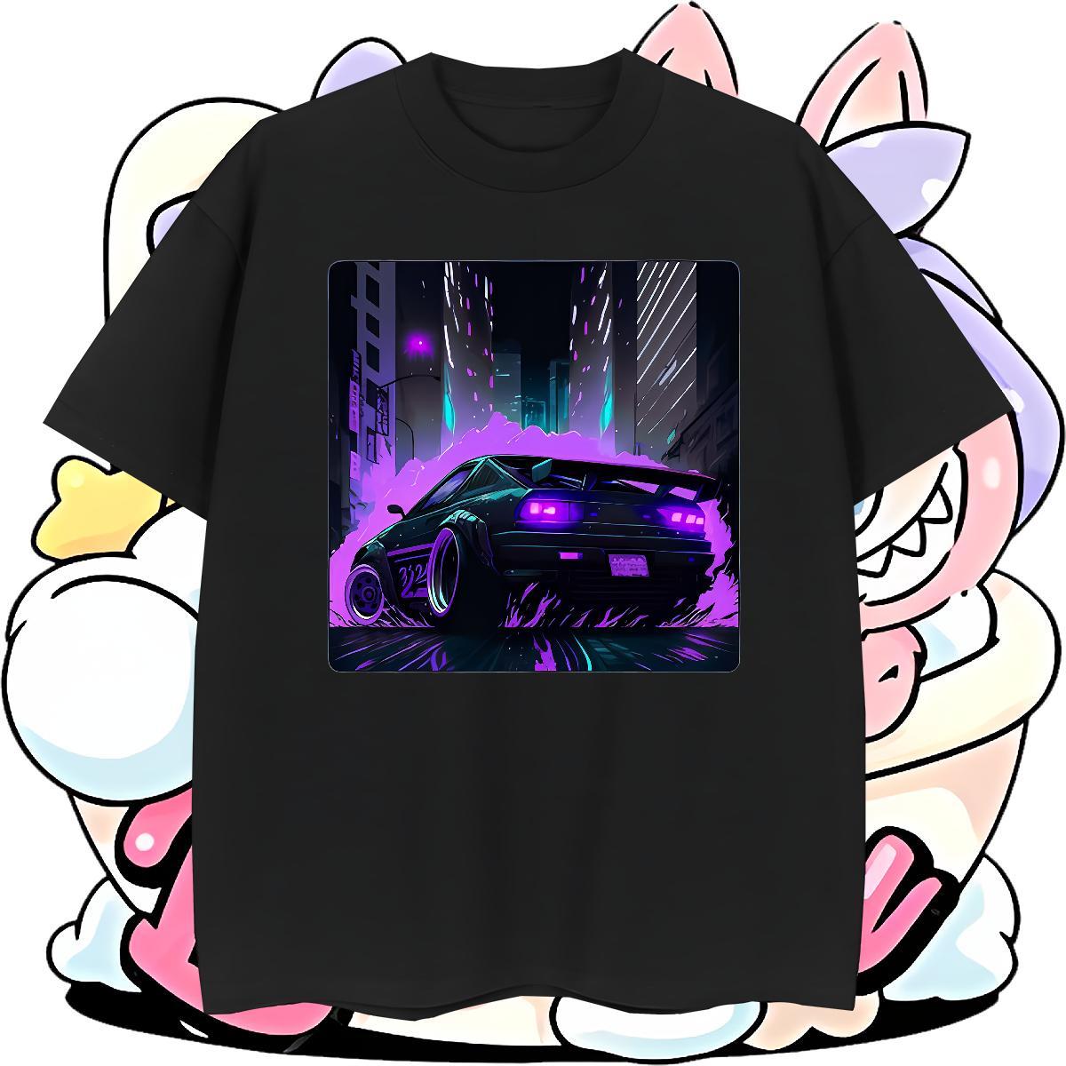 Loose Fit car 230g Pure Cotton Men Clothes T-Shirt Street Casual O Neck Short Sleeves Man T Shirts 2024 Oversized 4XL Tees Shirts