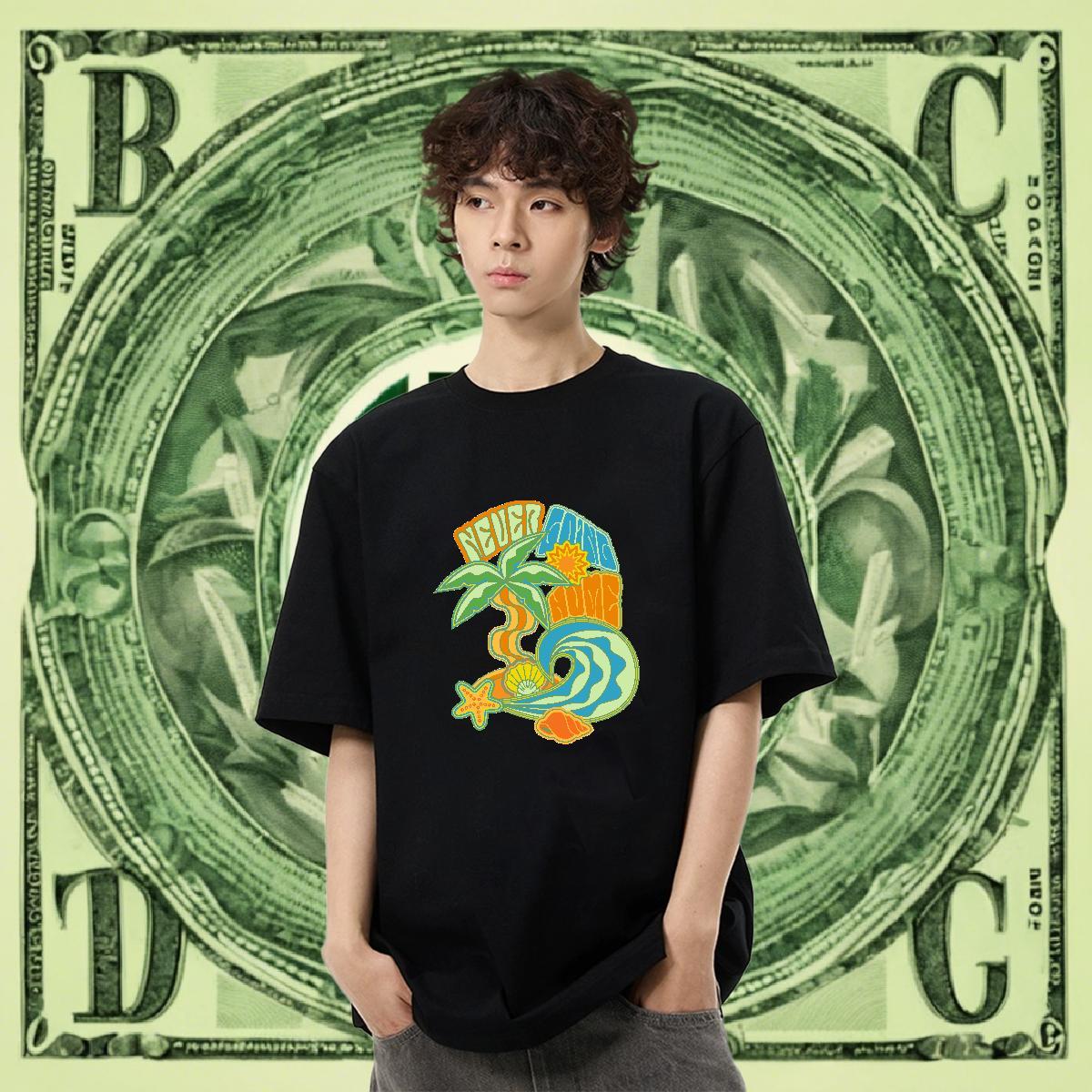 High Quality Couples T Shirts Outdoor 230g Pure Cotton Custom Anime Breathable Soft beach Men T Shirts Classic Casual Tops Tees