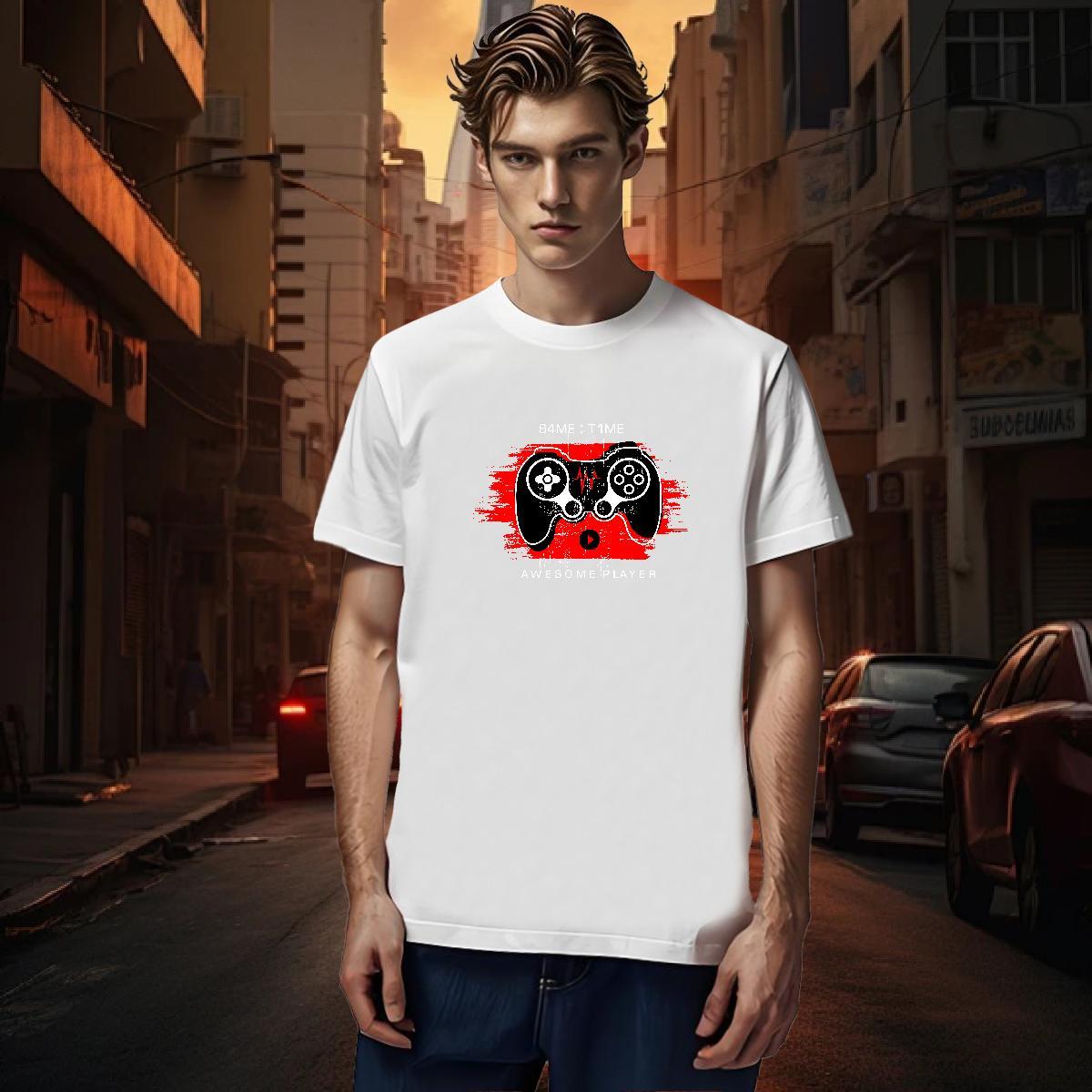 T Shirt For Man 100% Cotton 230g game Spring Summer O-Neck Short Sleeve Plus Size Cartoon Men Clothes T-Shirt 2024 DIY Loose Tees