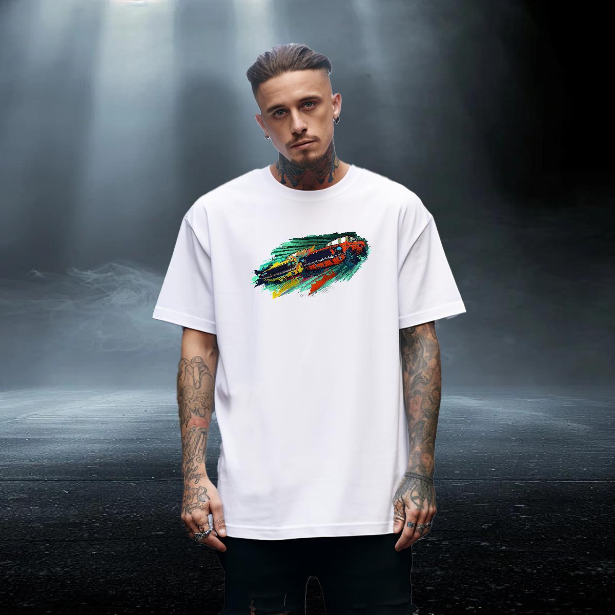TOP Quality Tshirt for Man Woman Street Wear 230g Pure Cotton Anime Print Breathable Short Sleeve car Man T Shirts 2024 Tops Shirt