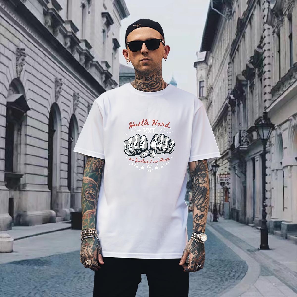 T-Shirts 230g Pure Cotton hand- Anime Printing Street O-Neck Short Sleeve Plus Size Custom Mens Tshirts 2024 Summer Free Shipping Clothings