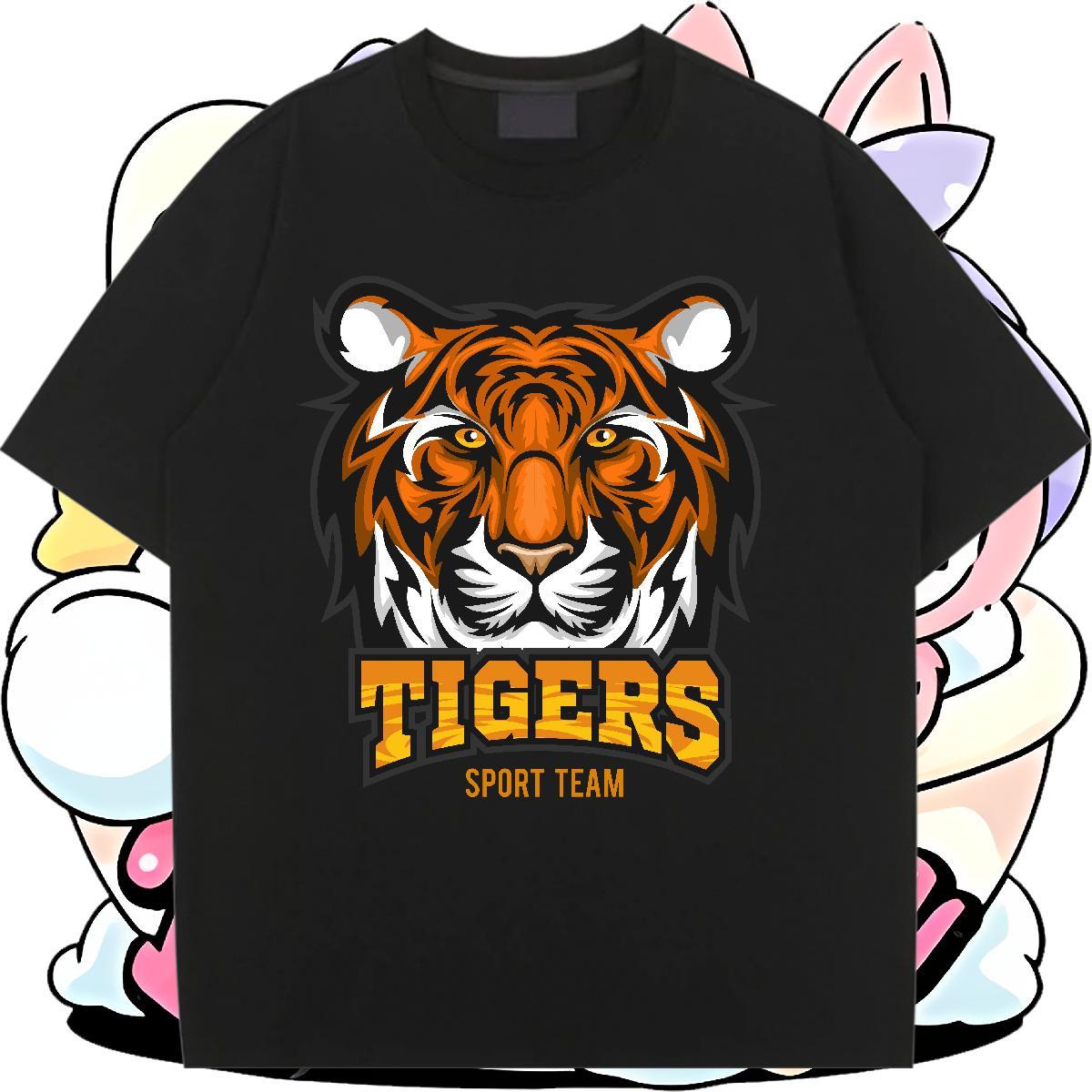 Classic Couples T Shirts Beach Round Neck Short Sleeve Wear Nice 230g Cotton tiger DIY Logo Woman T Shirts
