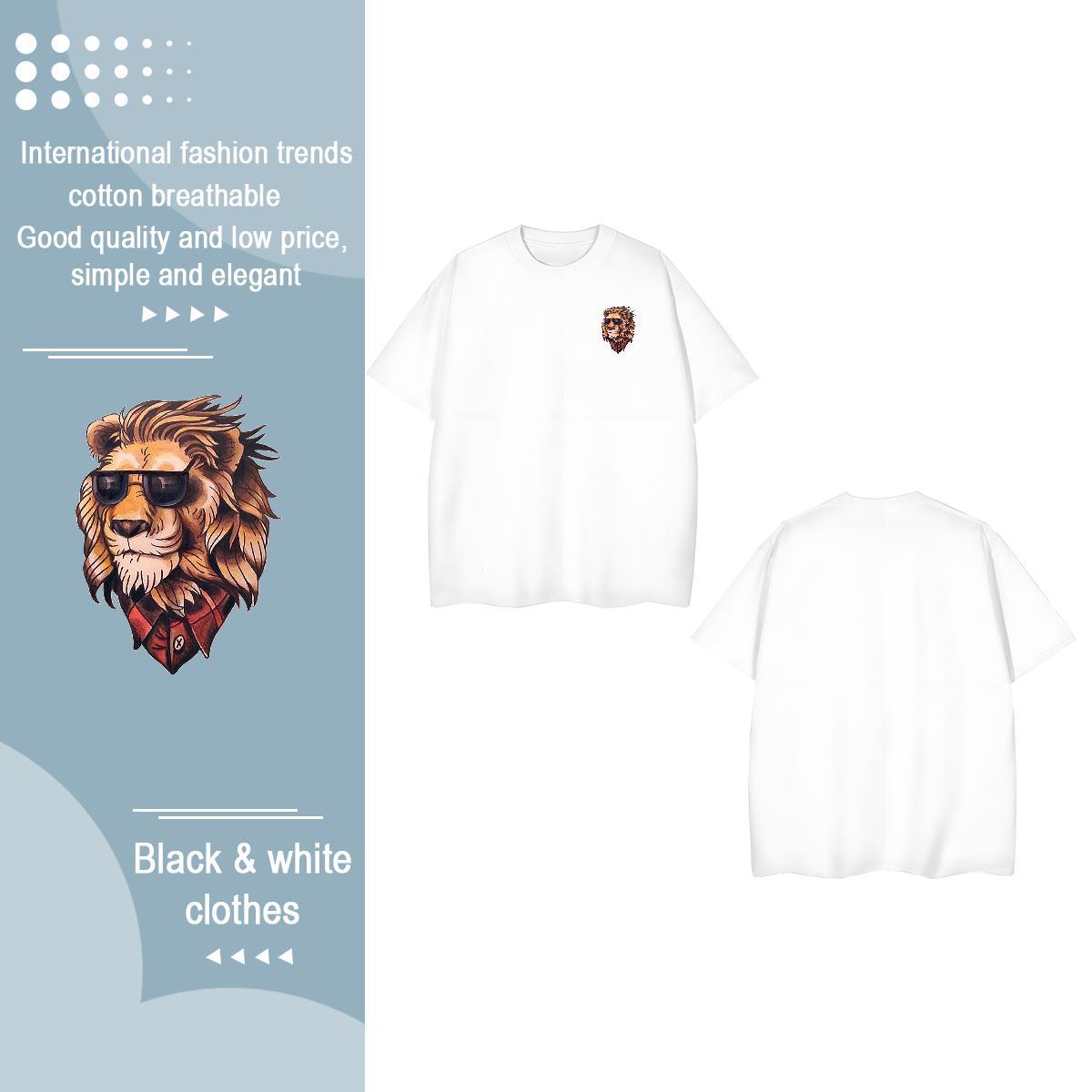 Fashion Designer Men Tshirts lion High Street Hip Hop 230g Pure Cotton Polos O Neck Short Sleeves Unisex T-Shirts for Men Anime