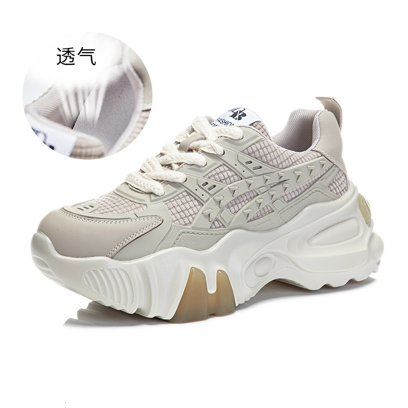Ddmysports Absorbing Film Sole Genuine Leather Dad Spring New Women S Children Versatile Thick Soled Running And Sports Shoes For OUTDOOR
