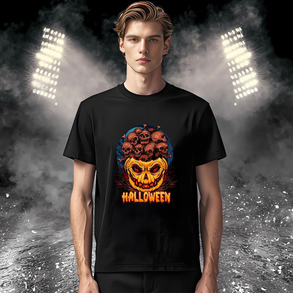Popular Mens T Shirts pumpkin Crew Neck Breathable Casual Skull 230g Cotton Men Tshirts Designer Wear