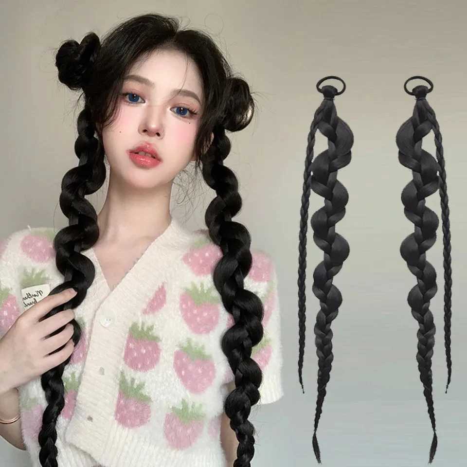 EASTSECRET wig ponytail female internet celebrity twisted brain sweet and spicy girl boxing brain circulation style double long brain W240817