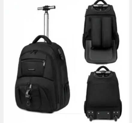 18 inch travel trolley bag men rolling backpack wheeled backpack school backpack with wheels trolley luggage bag for teenagers Y240820