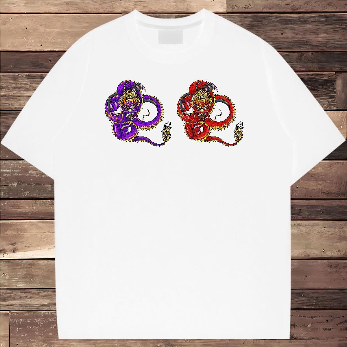 Cool dragon T Shirt For Man Casual Couples T Shirts 230g Pure Cotton 2024 Summer Breathable Short Sleeve Custom Print Plus Size Polos