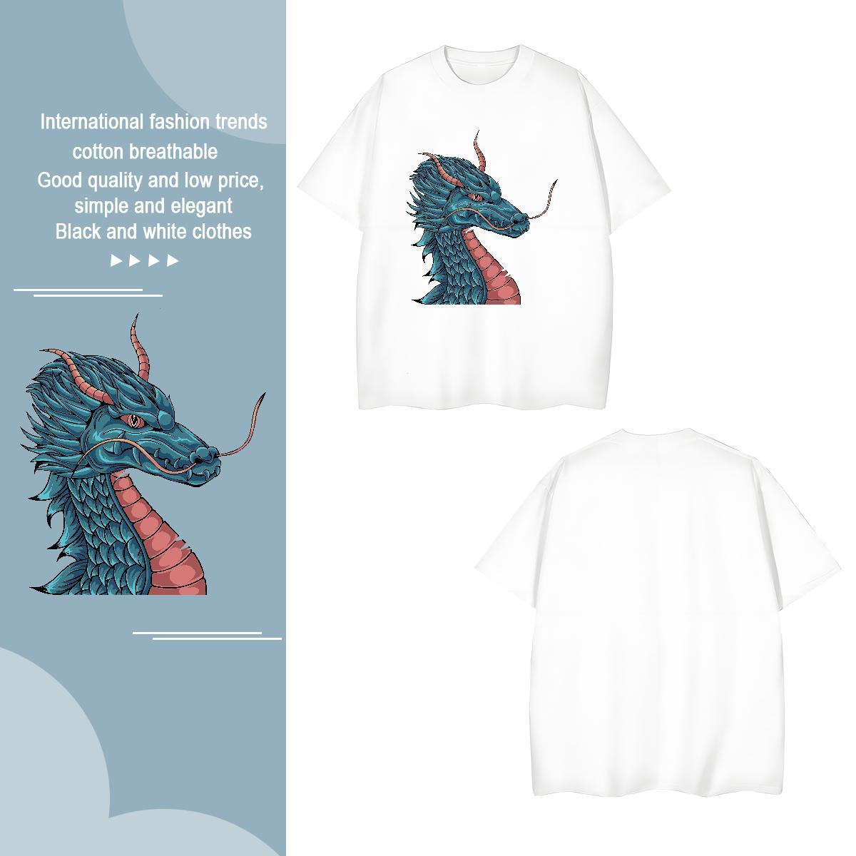Popular dragon Man T Shirts Home Outdoor Couples T Shirts 230g Cotton Wholesale Crew Neck Oversized Tops Shirt