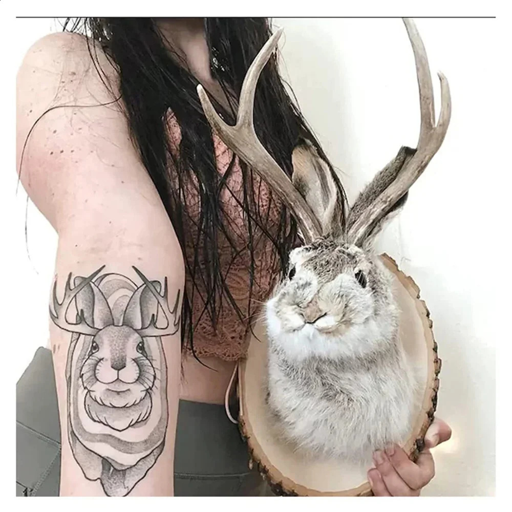 Antler Rabbit Head Wall Mount 3D Simulation Rabbit Furry Animal Taxidermy Easter Home Living Room Backdrop Decoration 240819
