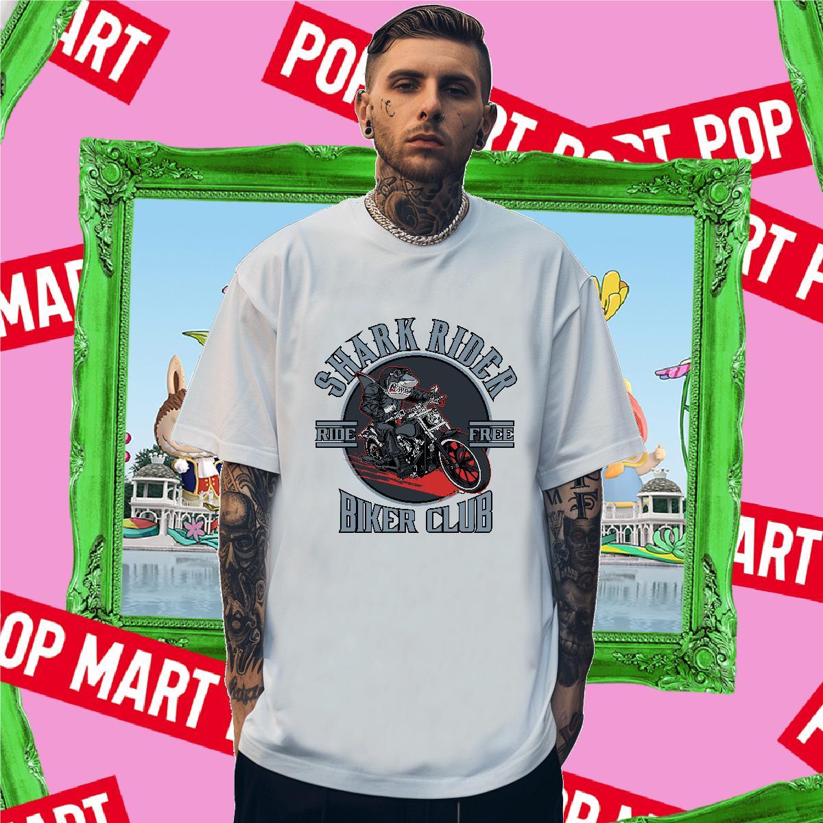 Loose motorbike 230g Cotton Men Tshirts High Street Hip Hop Round Neck Short Sleeve Man T Shirts Custom Asian Size Tops Shirt