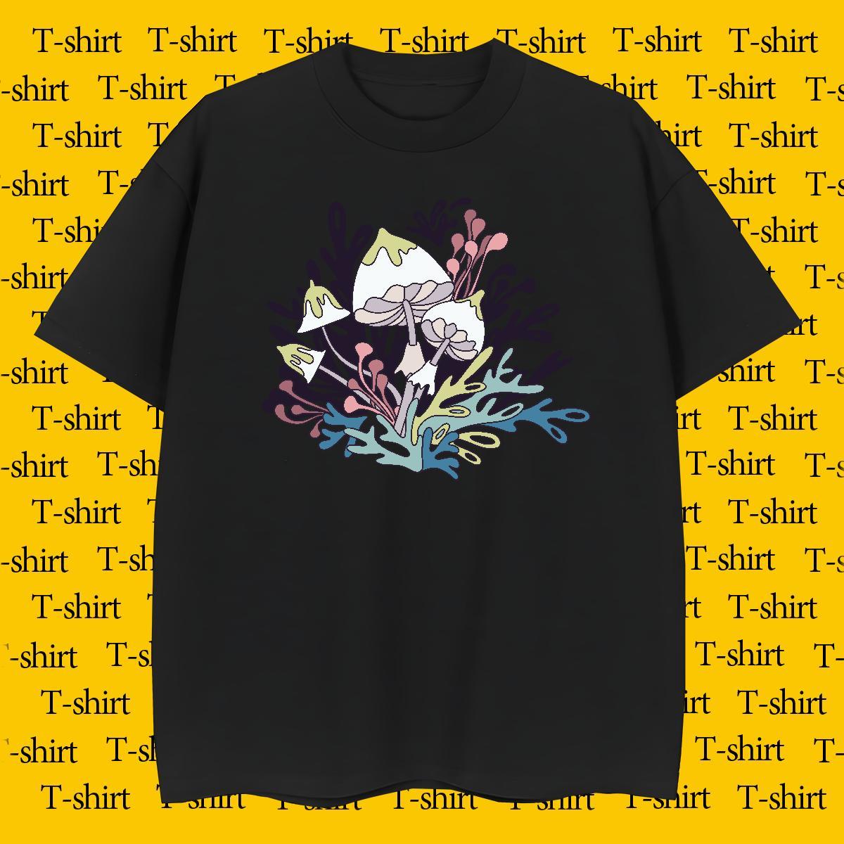 2024 Designer Men Tees mushroom Casual Beach 230g Pure Cotton Wear Breathable Short Sleeve TOP Quality T shirt Custom Cartoon