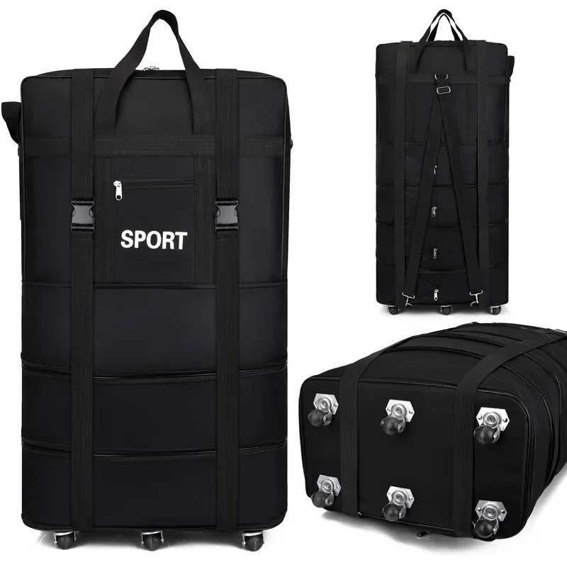 Plus Airline Checked Bag Oxford Large Capacity Travel Universal Wheel Foldable Luggage Moving Storage Bag Rolling Packing Cubes CL240820