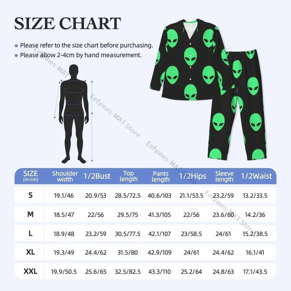 Alien Heads Pattern Mens Pajama Long Sleeve Mens Pajama SetW240719