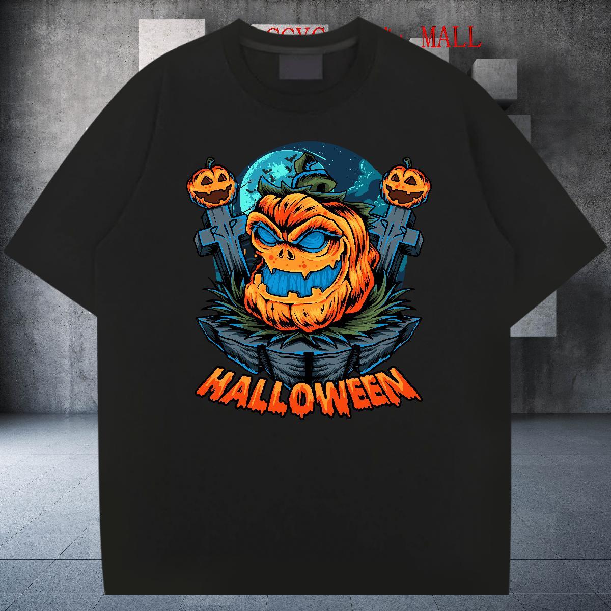 Fashion Design halloween Tshirt for Man Woman 230g Cotton T-Shirts for Men Oversized 4XL High Street Hip Hop O Neck Short Sleeves Loose Tops Shirt