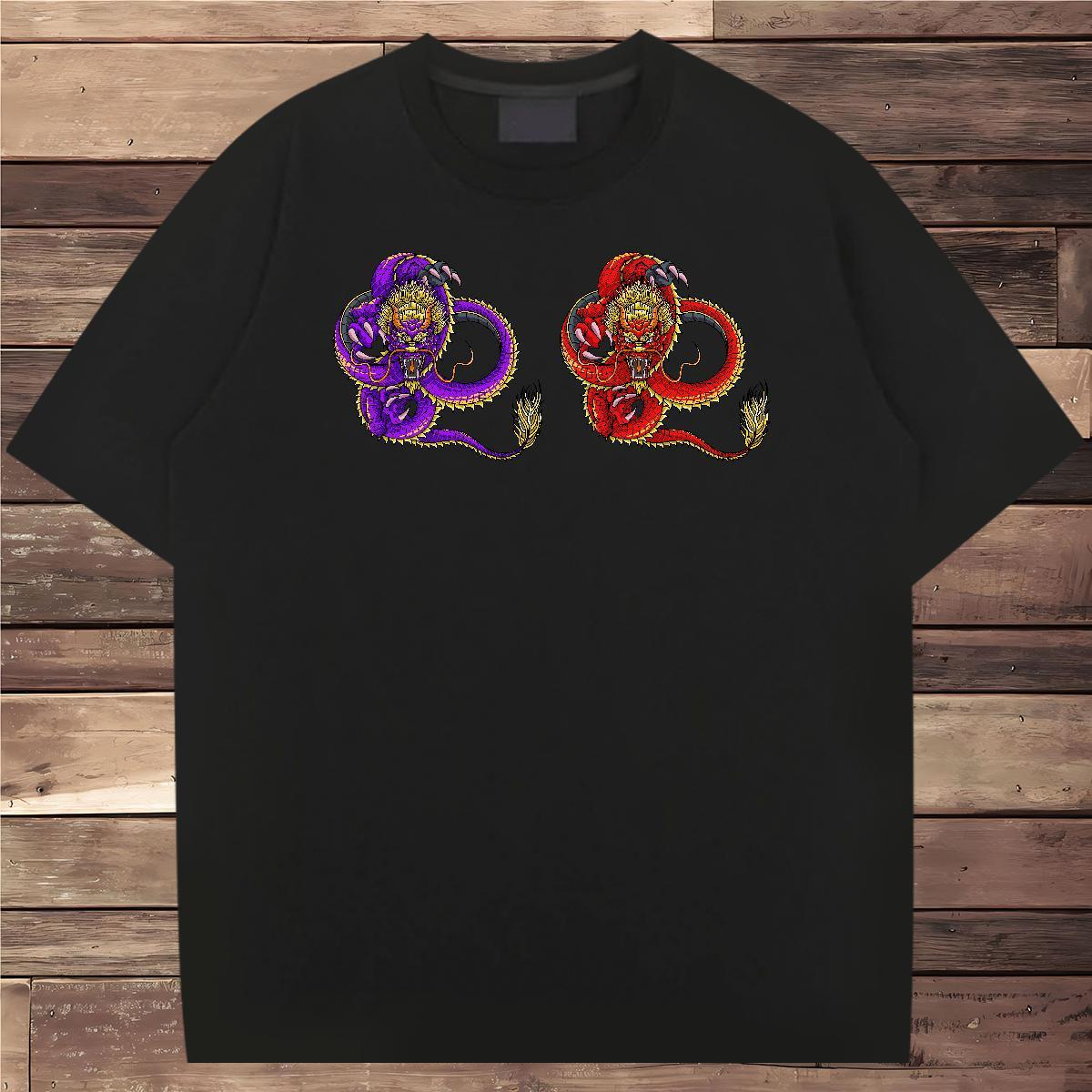 Cool dragon T Shirt For Man Casual Couples T Shirts 230g Pure Cotton 2024 Summer Breathable Short Sleeve Custom Print Plus Size Polos
