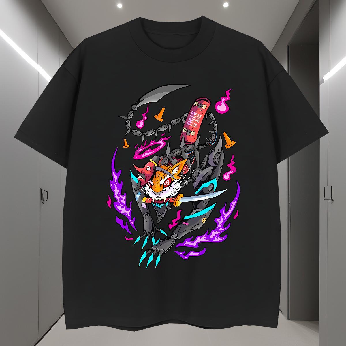 Men T Shirts 230g Cotton cartoon Hip Hop Street O Neck Short Sleeves Oversized Men Tshirts Classic Casual Cool Top Tees