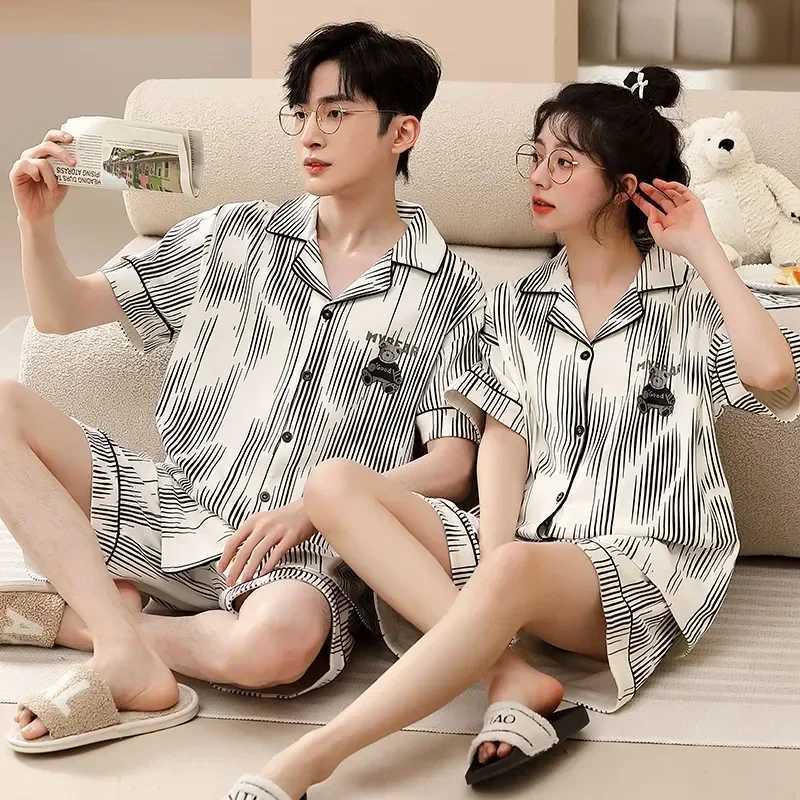 Nighttime New Knitted Pajamas Summer Set Womens Couples Pajamas Home Cotton Cardinals Sweaters Mens Casual PajamasW240719