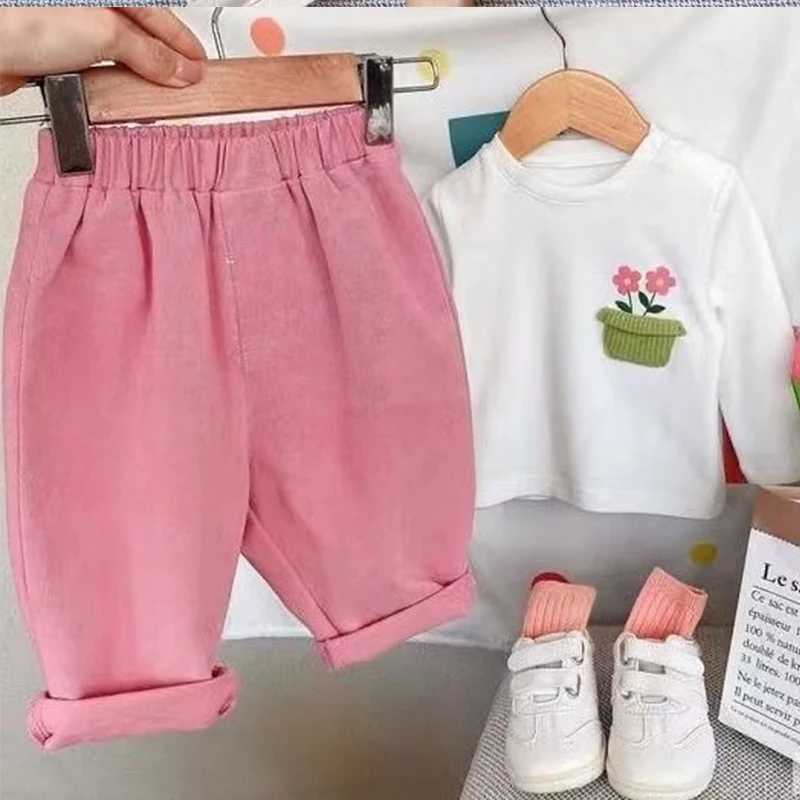 Newly arrived girls jeans pants straight cotton childrens jeans loose denim Trousers fashionable childrens big girl clothing 2023 2 3 4 5 6W240819