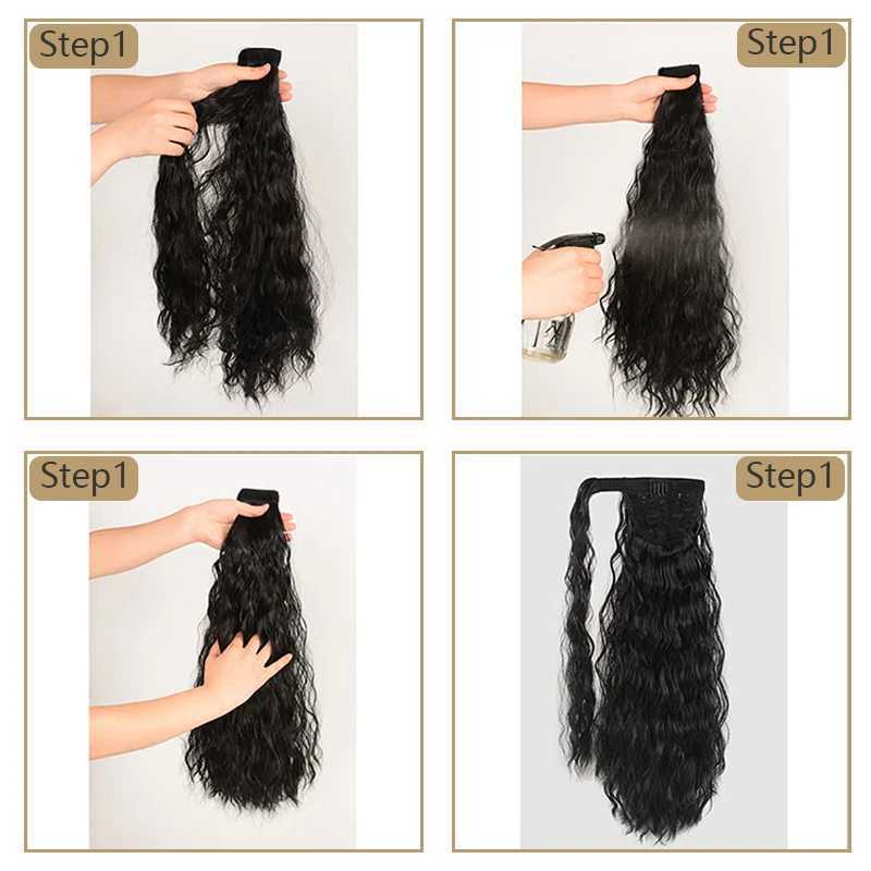 Corn wave ponytail extension pack long curly wave ponytail synthetic ponytail 18 inch female hair W240817
