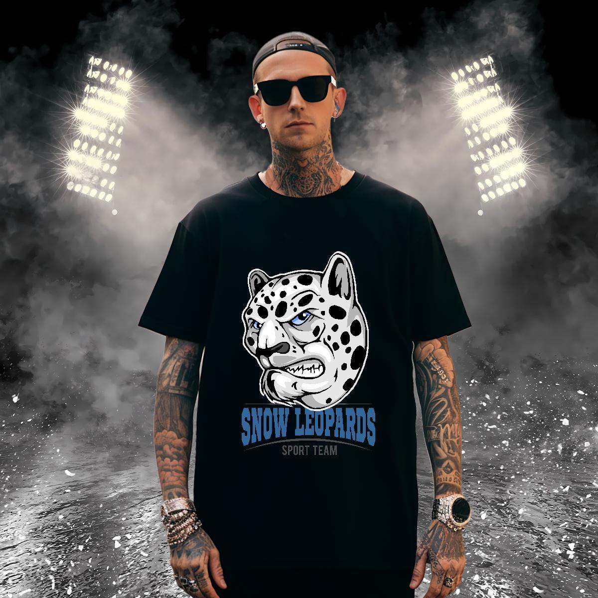 Soft Mens T Shirts leopard Crew Neck Street Anime 230g Pure Cotton Couples T Shirts Fashion Designer Tees Shirts