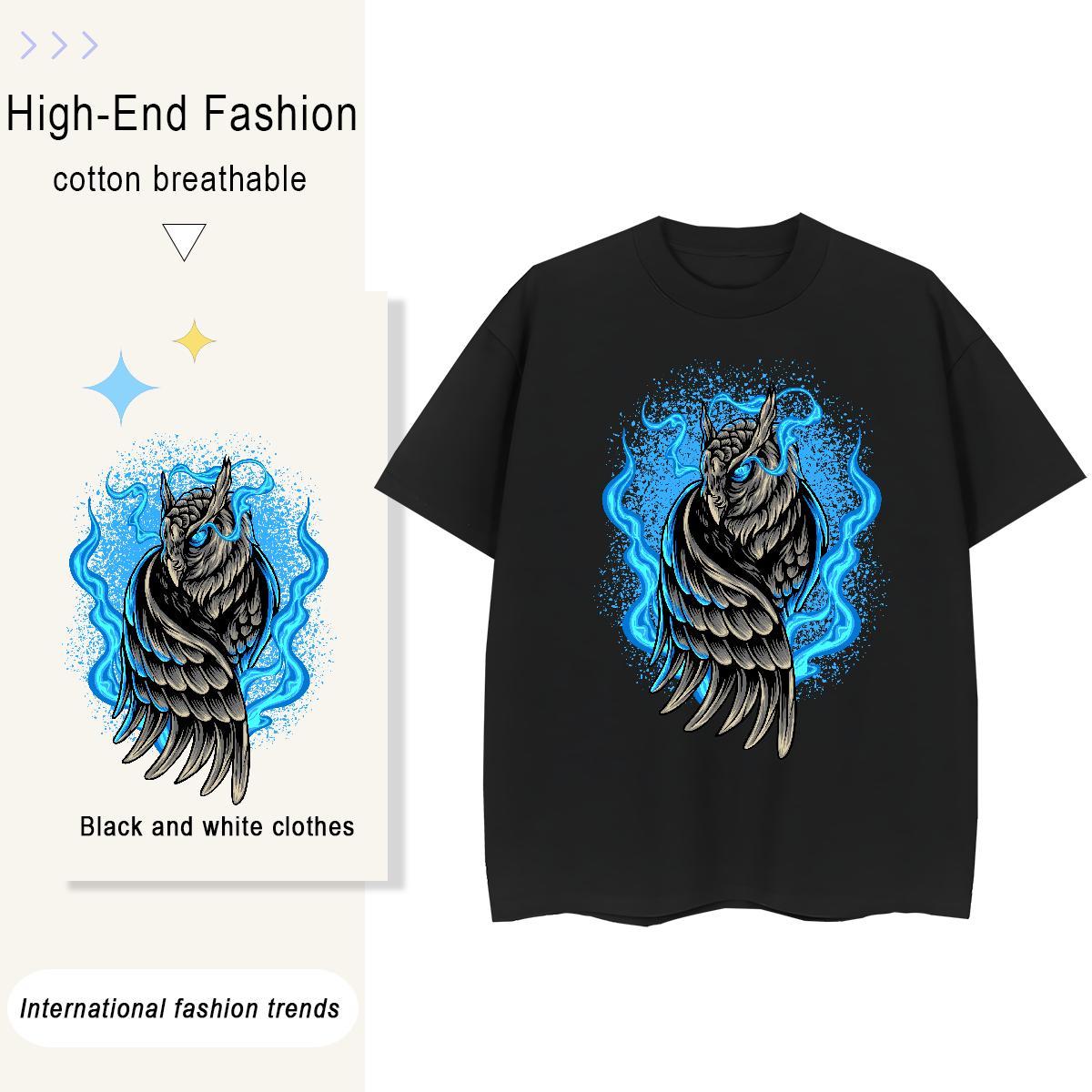 Fashion Casual Men Tops Tees eagle Street Wear 100% Cotton 230g Tops Shirt Breathable Crew Neck High Quality T Shirt For Man Oversized 3XL 4XL