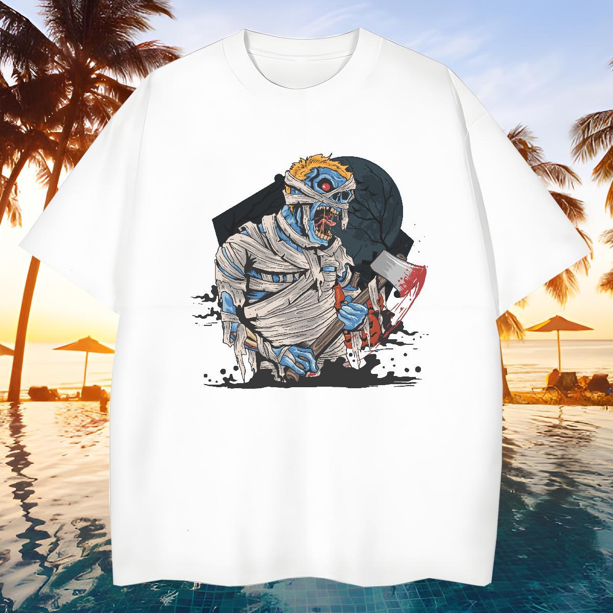 Classic Mens T Shirts zombie O Neck Short Sleeves Street Wear Floral Print 100% Cotton 230g Men Clothes T-Shirt Free Shipping Tops
