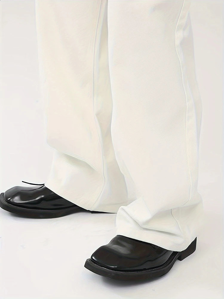 Fashion White Jeans Mens High Street Solid Color Denim Pants Korean Casual Loose Straight Wide Leg Trousers y2k Clothes 2024 240814
