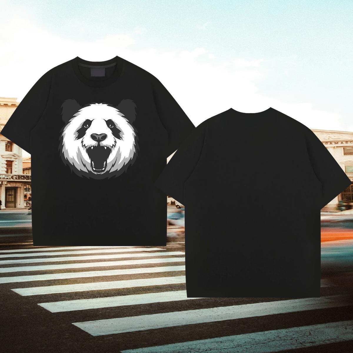 Wholesale Men T Shirts panda Breathable Short Sleeve Anime Printing Street Cartoon Print 230g 100% Cotton Couples T Shirts New Tees
