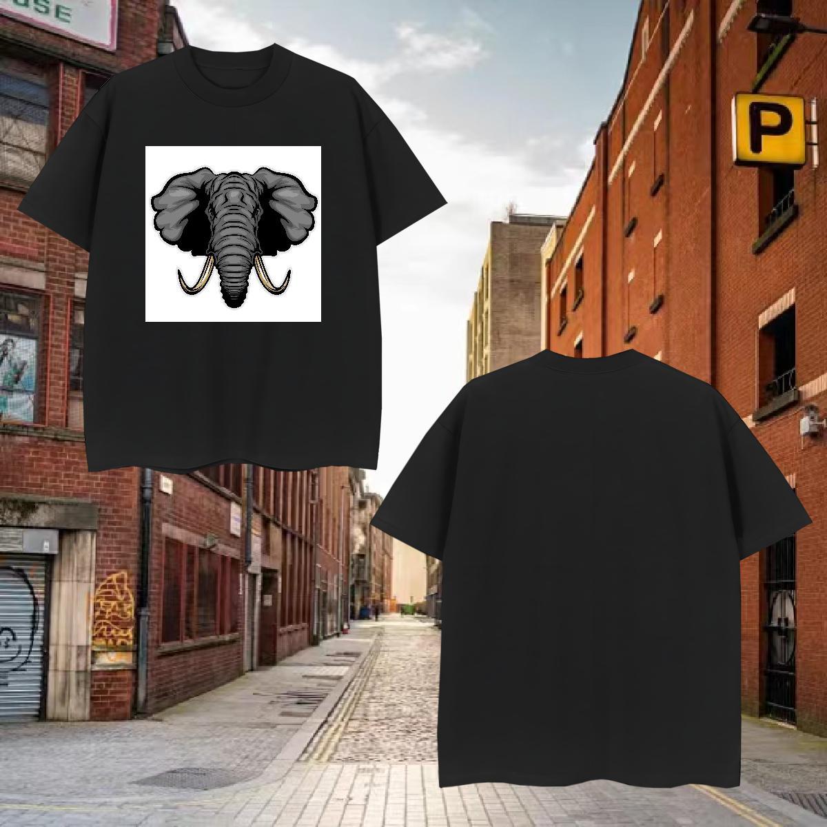 Loose Fit T Shirt For Man elephant Breathable Crew Neck Beach Anime 230g 100% Cotton Couples T Shirts Customized Top Tees
