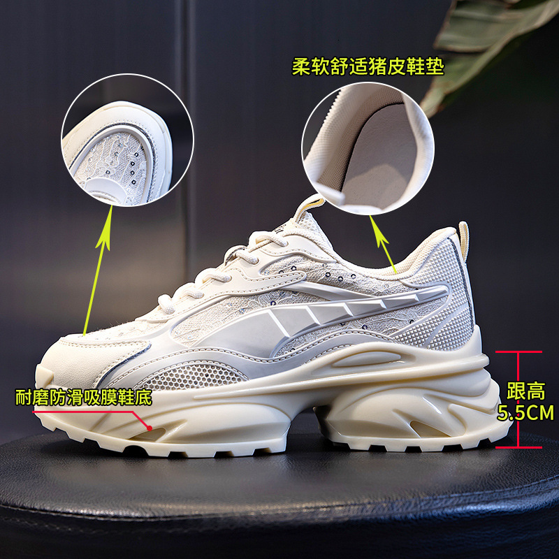 Ddmysports Absorbing Film Sole Dad Autumn New Genuine Leather Running Black Sports Shoes Women S Trend OUTDOOR