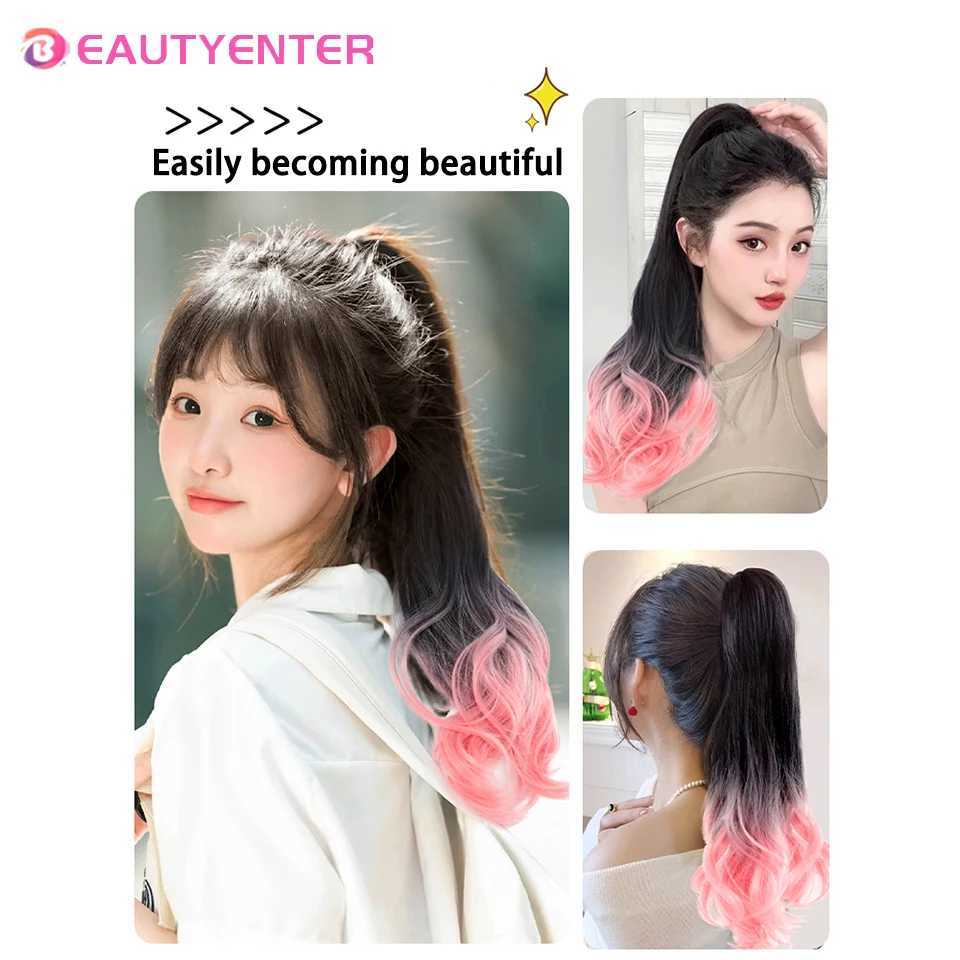 Ponytail female long curly hair gradient small grip clip ponytail natural slightly curled prominent big wave Wig brain W240817