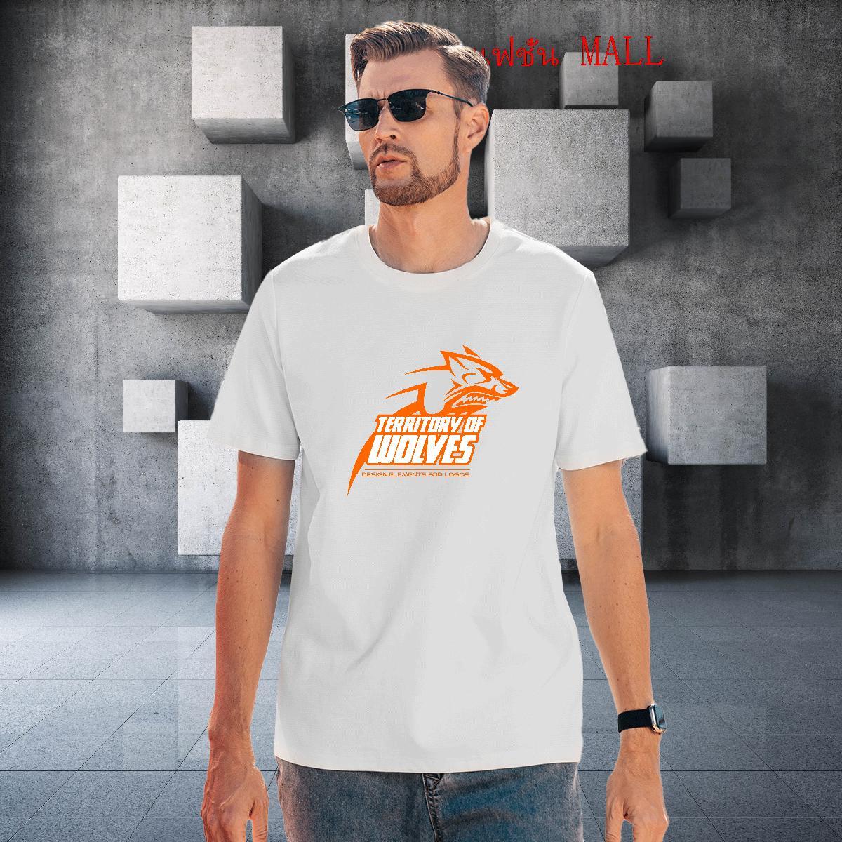 Brand T Shirt For Man wolf Breathable Short Sleeve Daily Wear DIY Logo Oversized 230g Pure Cotton Men Clothes T-Shirt Fashion New Tee Shirt