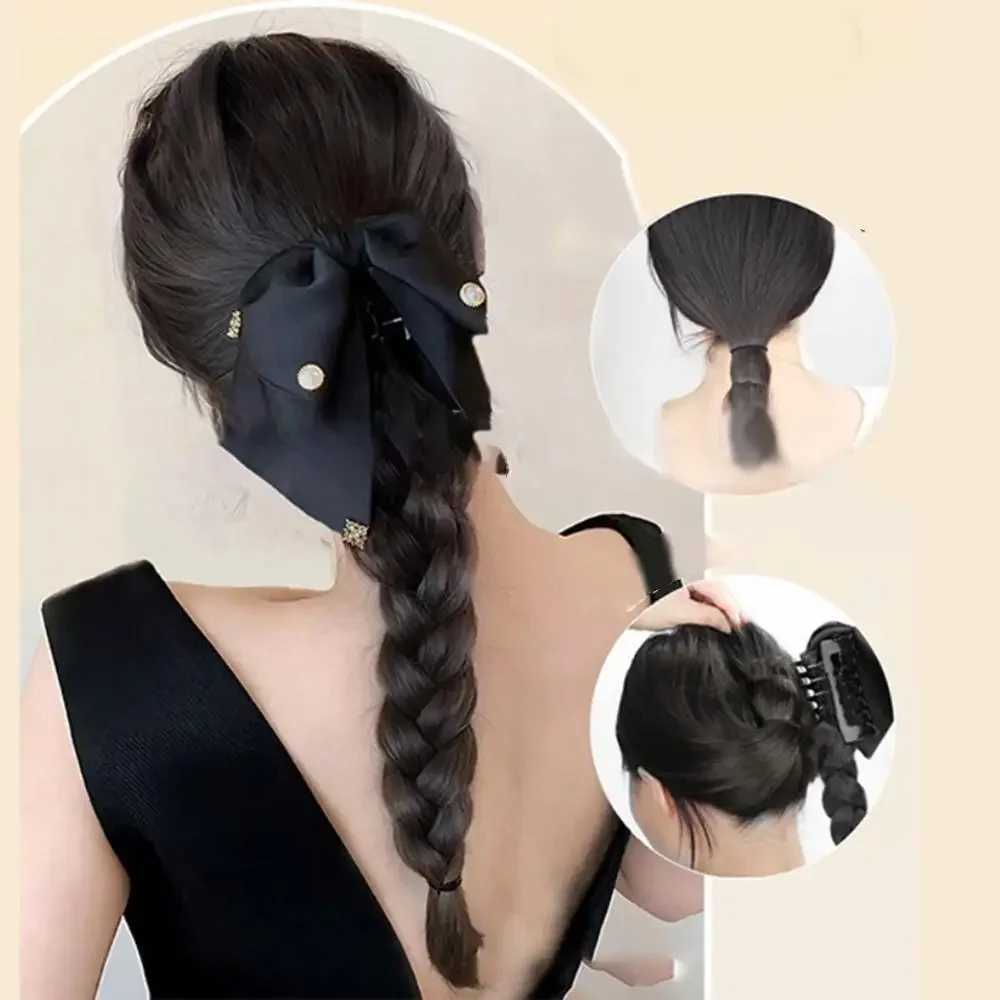 Womens synthetic wig polka dot bow headband simulated hair twisted ponytail gentle braid with tight fitting hair accessories W240817