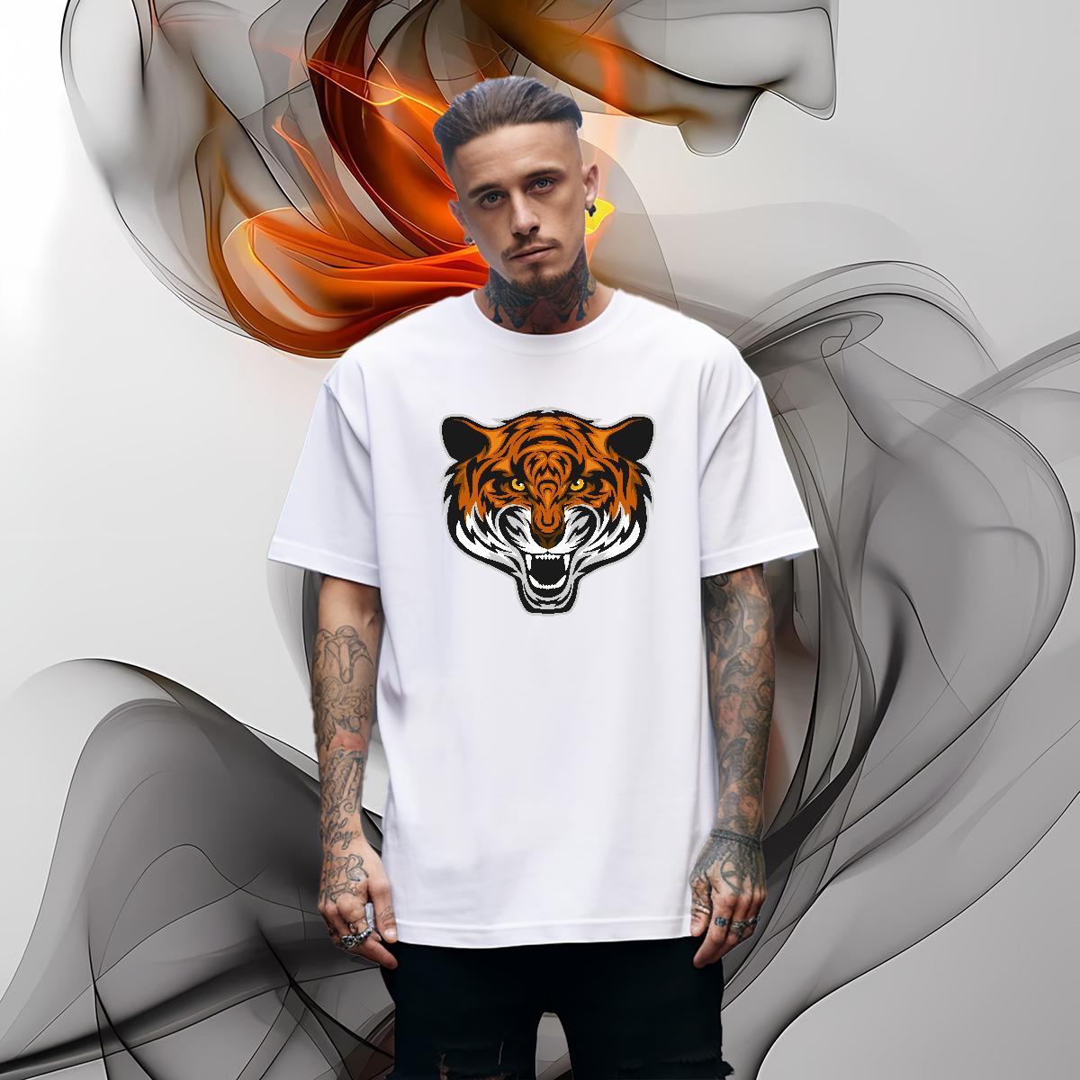 Unisex Mens T Shirts tiger Pure Cotton Summer Casual Oversized 4XL 230g Cotton Tshirt for Man Woman DIY Customized Clothings