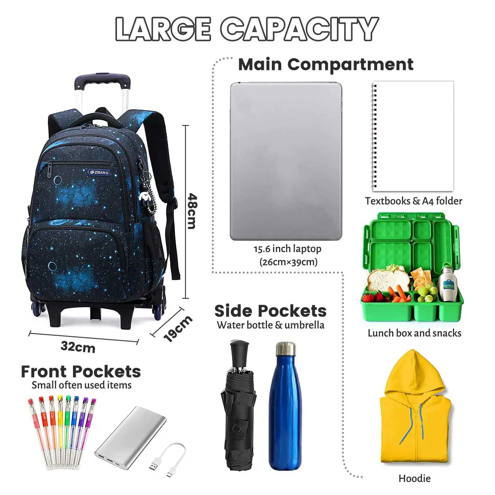 NEW Backpack Trolley School Backpacks Student Backpacks for Student School Rolling for Girls Boys Wheeled Trolley Bag Y240820