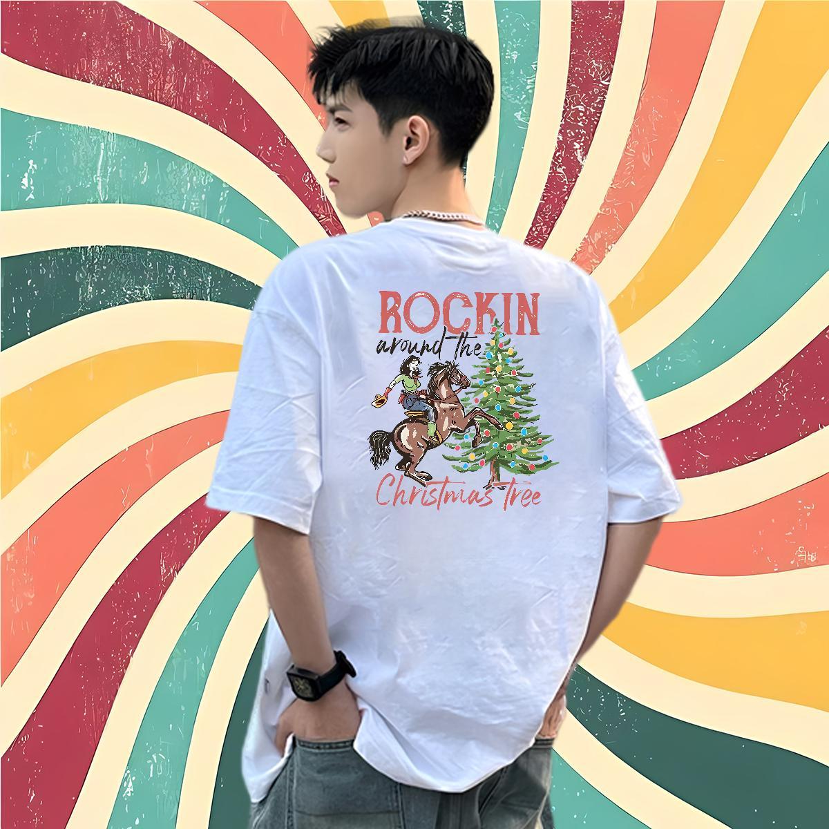 Classic Casual Tshirt for Man Woman Chrismas Spring Summer 230g Cotton Tees O Neck Short Sleeves Popular T-Shirts for Men DIY