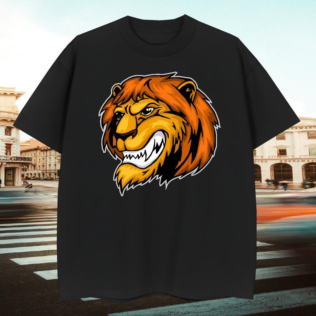 Cool T-Shirts for Men lion Crew Neck Breathable Outdoor DIY 100% Cotton 230g Men Tops Tees Brand Tshirts