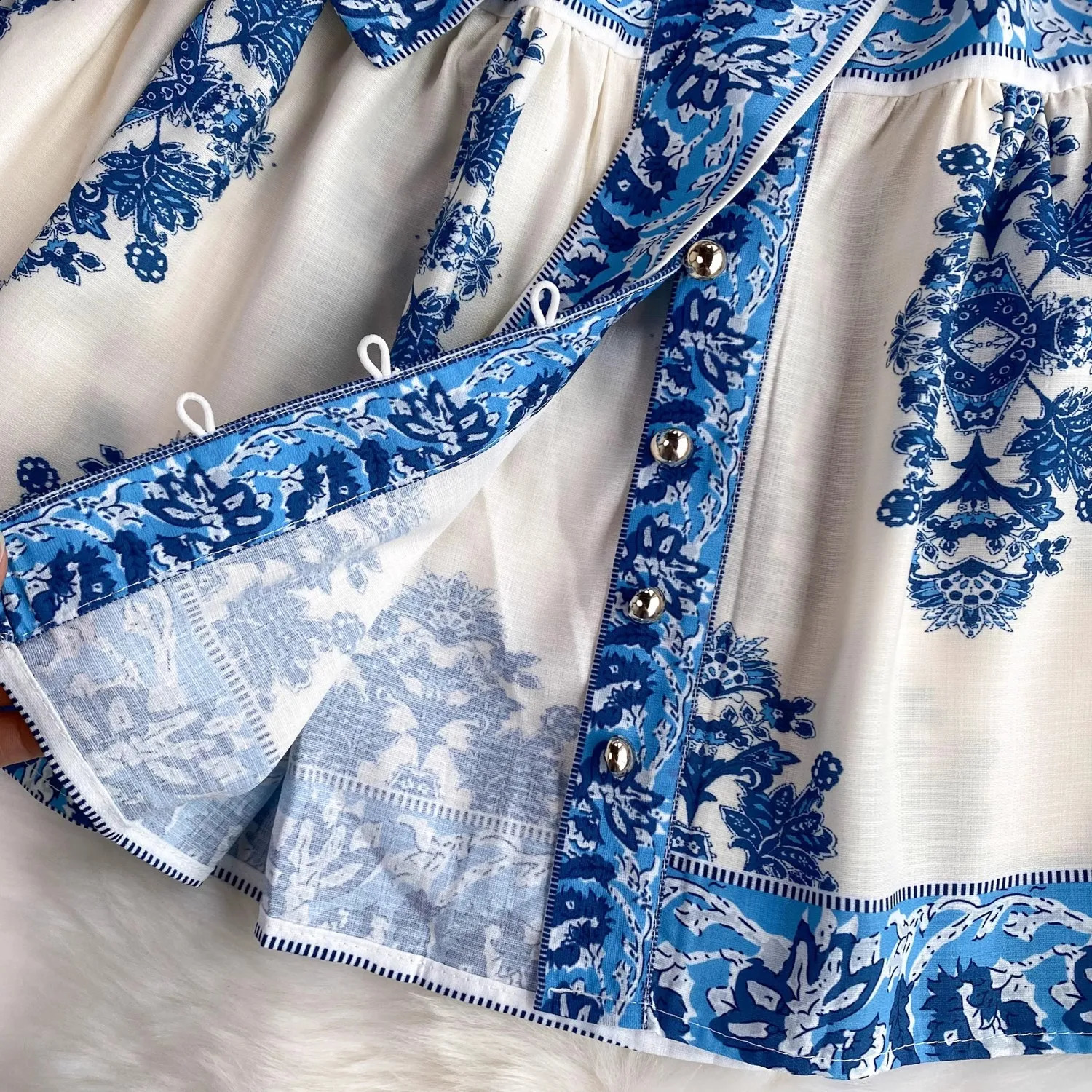 Spring Summer Vintage Paisley Short Dress Women Stand Collar Long Lantern Sleeve Single Breasted Sashes Loose Mini Vestidos 2506 240819