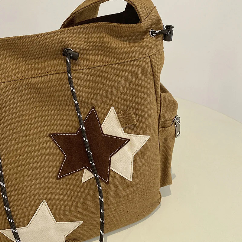Inner Y2K star canvas messenger bag casual street travel women and college student shoulder messenger bag 240819