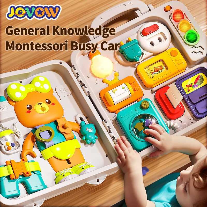 Jovow Busy Board Montessori Sensory Toys for Toddlers Refined Puzzle House Light Music Car Travel Activities Early Education Toy Y240820