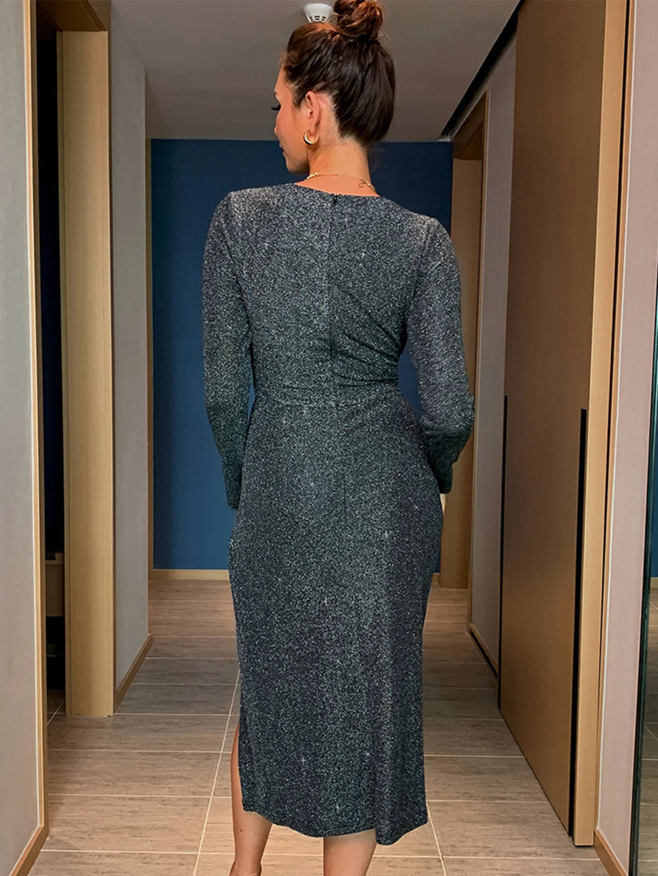 Sexy black Long sleeve Sequin maxi winter dress women elegant long bodycon Birthday party dress ladies evening dresses vestidos 240819