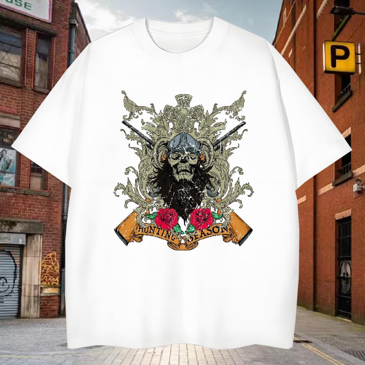 Loose T-Shirts flower Short Sleeve O-Neck Street Casual Custom Print Oversized 230g 100% Cotton Couples T Shirts Wholesale Tees