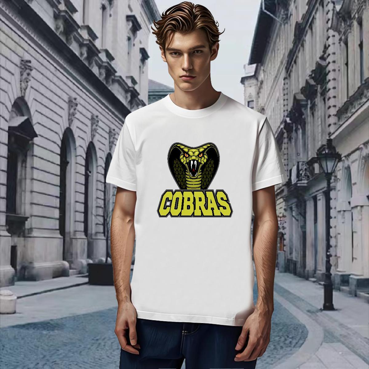 Wholesale T Shirts Men cobra Breathable Short Sleeve Anime Printing Street White Plus Size 100% Cotton 230g Men Tshirts DIY Customized Tee Shirt