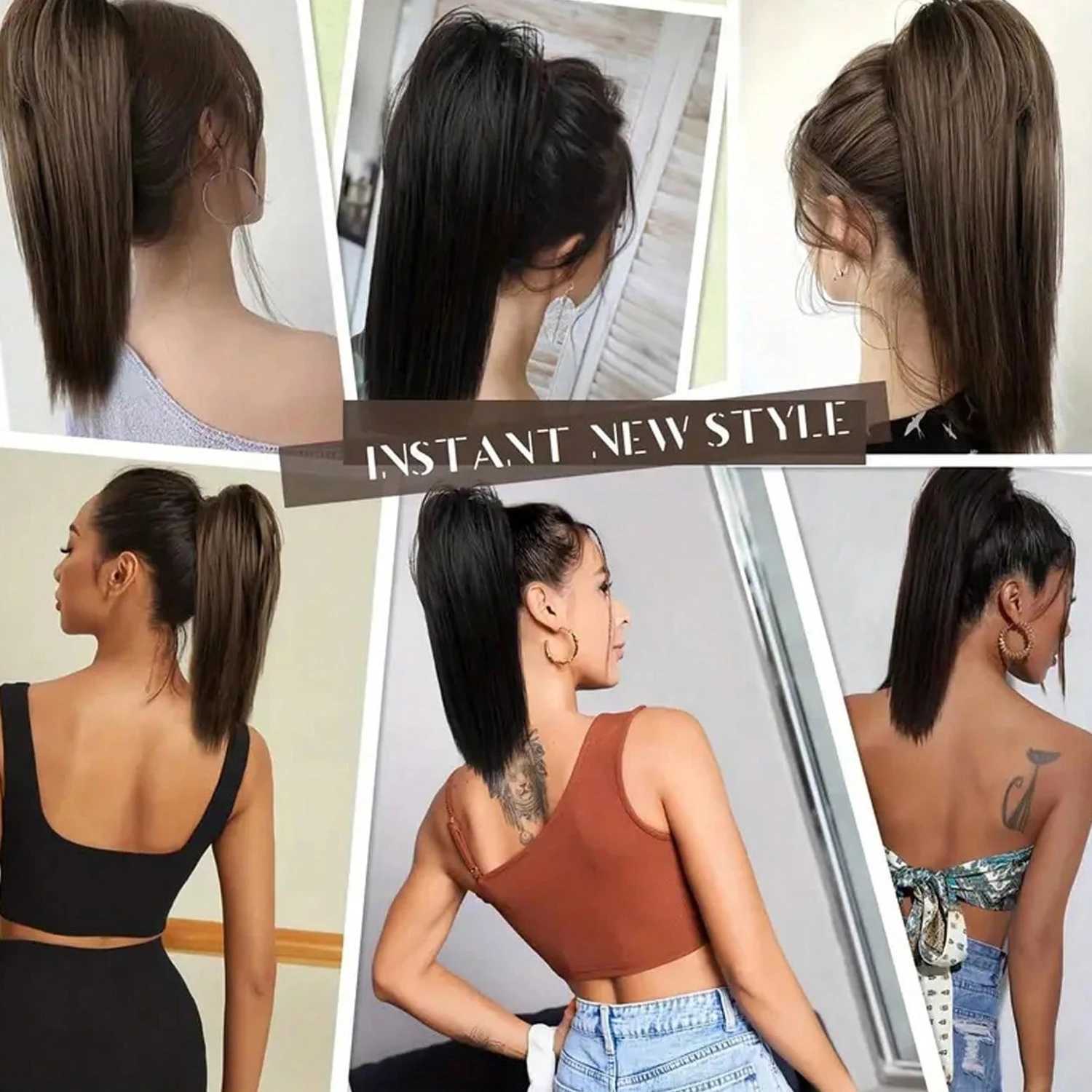 Waterfall synthetic wig grab clip fluffy sweet cool spicy girl ponytail W240817